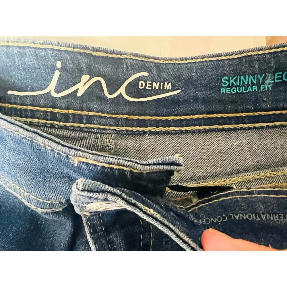 Inc Denim International Concepts Siz 2 Raw Frayed-Hem Skinny Leg Reg Fit Jeans
